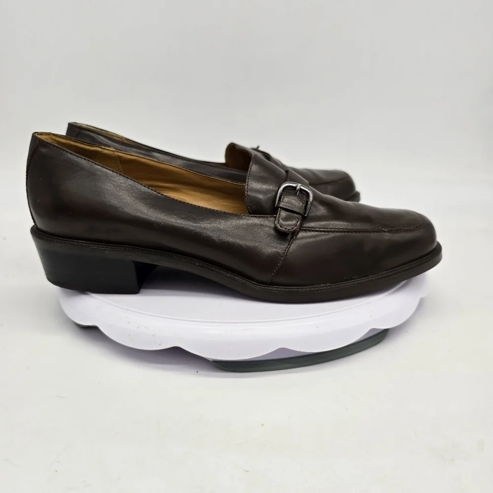 Etienne Aigner Shoe Women 10 M Dylan Heel Leather Loafers Brown